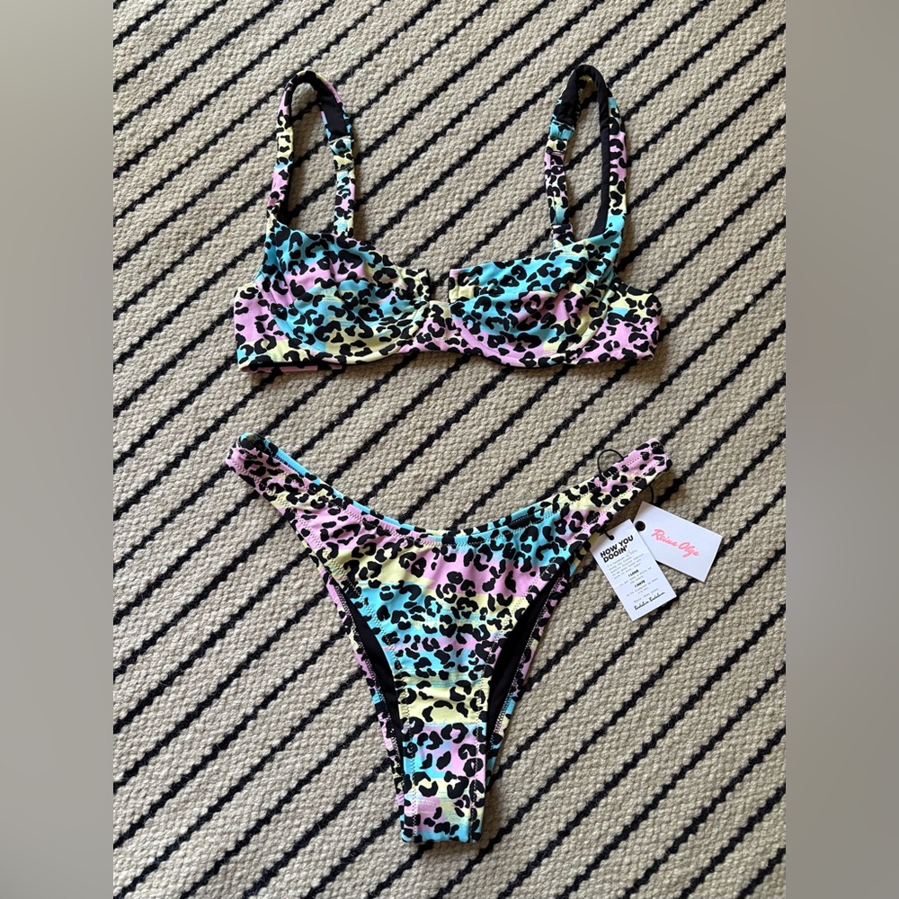 Reina Olga Party Leopard “Brigitte” Bikini Set, NWT